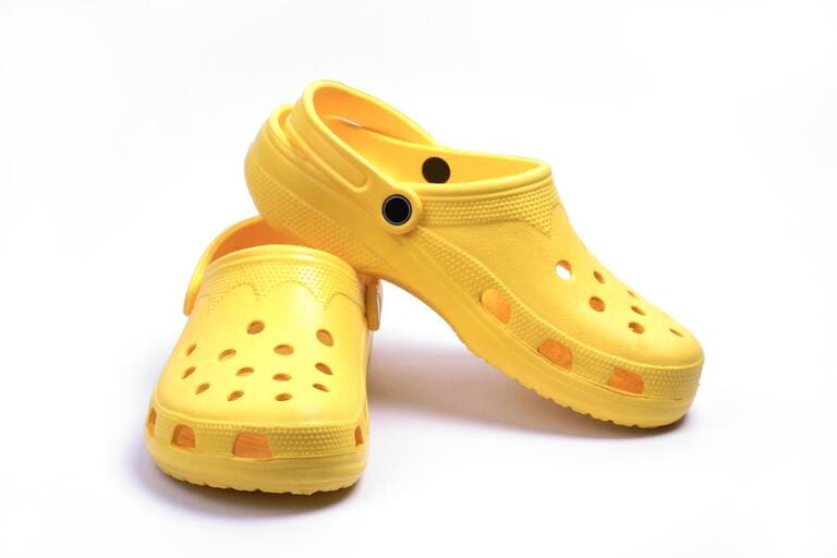 yellow clogs, isolated yellow clogs, isolated