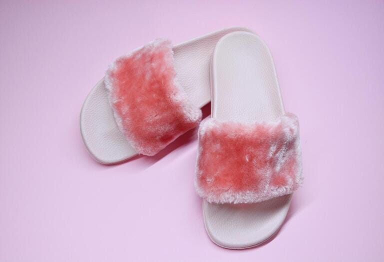 Pink sandals on pink ground floor Pink sandals on pink ground floor