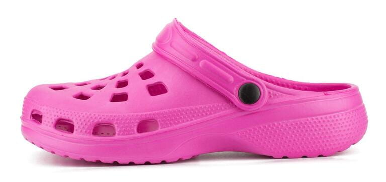 Children's rubber sandals isolated on the white background