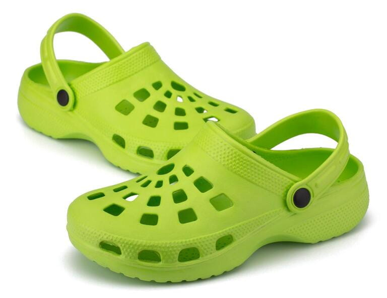 Children's rubber sandals isolated on the white background