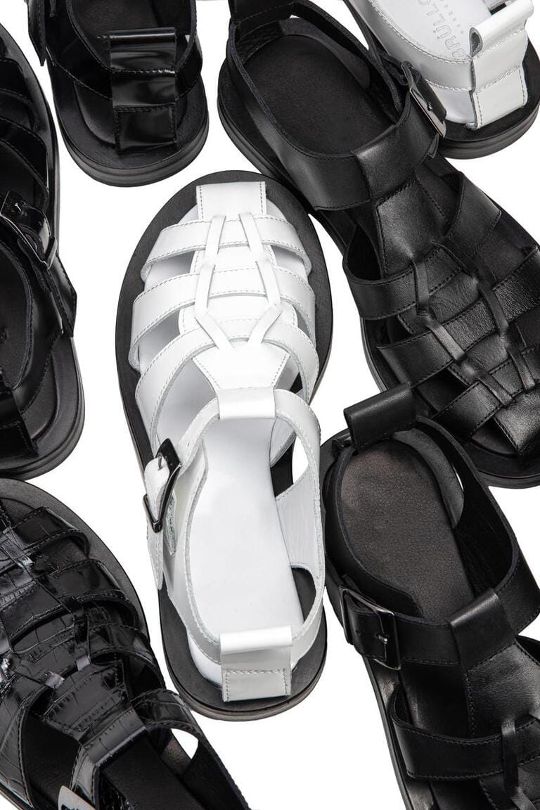 Black chunky sandals with straps