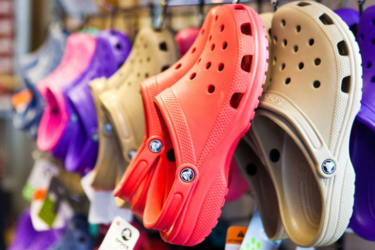 Crocs for sale in a UK shoe shop